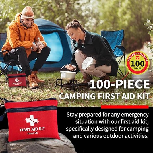 Protect Life Survival First Aid Kit for Home/Business, Camping Survival Kits | Mini Travel First Aid Kit | Camping Equipment | Small Kits for Car | Outdoor Emergency Survivals Pack