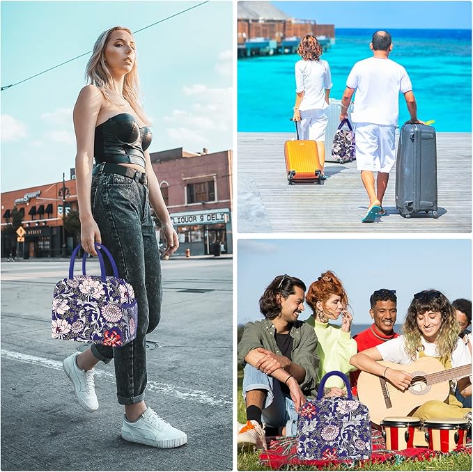 Lunch Bag Lunch Box for Women Men Reusable Insulated Lunch Tote Bag,Leakproof Thermal Cooler Sack Food Handbags Case High Capacity for Travel Work Picnic Beach,Orchid