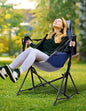 Hammock Camping Chair - 3 Heights Portable Hammock Chair Camping with Adjustable Backrest, Headrest, Padded Seat, Cup Holder - 450 LBS Heavy Duty