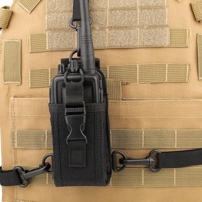 Pouch MOLLE Tactical Radio Holder Universal Nylon Radio Case with Adjustable Shoulder Strap Walkie Talkies Nylon Carry Bag for Kenwood, Icom, Motorola, Baofeng