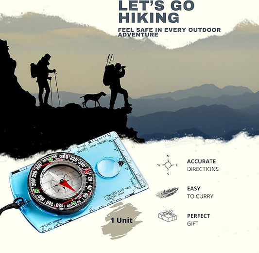 Pack of 2 Orienteering Compass Hiking-Compasses boy Scout Kids- Magnetic Gear Set Navigation map- Brujulas orientacion-Backpacking Camping Hunting Survival.