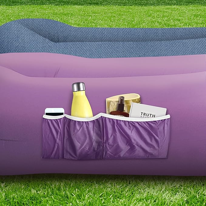 Nevlers 2 Pack Inflatable Loungers Air Sofa Couch | Perfect for Beach Chair Camping Chairs or Portable Hammock |Travel Bag Pouch, Pegs & 3 Pockets| Movie Seating & Camping Accessories Blow Up Lounger