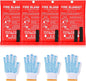 4 Sets Fire Blankets Emergency for Home Kitchen, Large Fiberglass Fire Suppression Blanket with Gloves Flame Retardant Survival Safety Blanket for Fireplace Office Warehouse Car Camping (59 x 59 Inch)