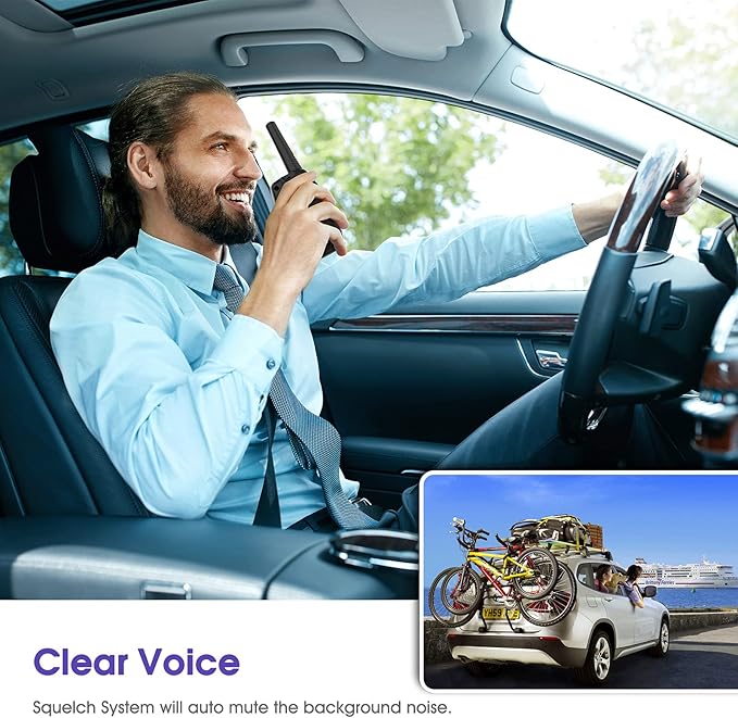 Walkie Talkies Long Range, M880 FRS Two Way Radio for Adults with Mic LCD Screen/Resistance Wakie-Talkies with Noise Cancelling for Men Women Outdoor Adventures Cruise Ship (Blue and Violet)