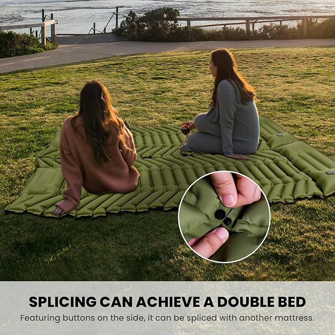 Camping Sleeping Pad, Ultralight Inflatable Camping Mat with Pillow, Built-in Foot Pump, Compact Camping Mats for Car Traveling, Backpacking, Camping and Hiking