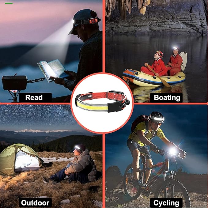 Rechargeable Headlamp 4 Pack, 1000 Lumen 230° Wide Beam Headlamp with 3 Modes, Super Bright LED Headlamp, Lightweight Illumination Head Lamp with Red Taillight for Hiking, Running, Fishing, Camping