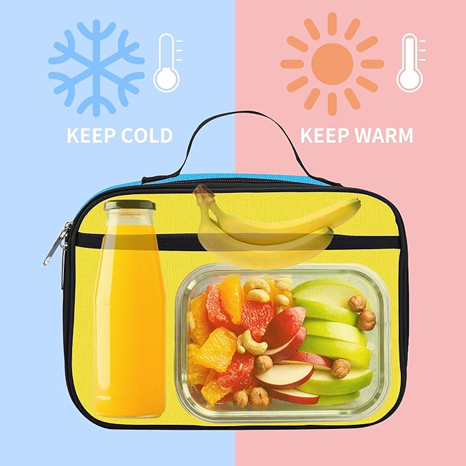 rickyh style Lunch Box with Padded Liner, Spacious Insulated Lunch Bag Durable Thermal Lunch Cooler Pack with Strap for Men Women Boys Girls Adults School Sports Beach Picnic Work Camp,2 Pocket