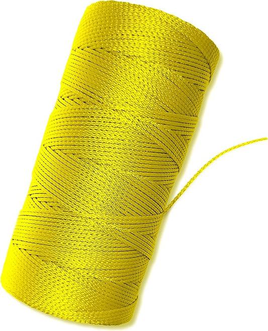 Yellow Mason Line String Line - #18 Braided Nylon String - 1,000 Ft Length - Nylon Twine for Gardening Or Masonry Tools - Perfect Construction String for A String Level, Twine String for Gardening