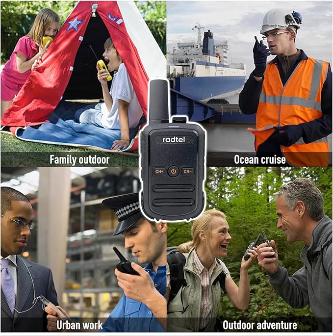 Radtel RT12 Walkie Talkies for Adults Rechargeable 2 Pack, Long Range Handheld FRS Two Way Radio 16CH Handsfree VOX for Camping Hiking (Black)