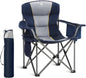 LET'S CAMP Folding Camping Chair Oversized Heavy Duty Padded Outdoor Chair with Cup Holder Storage and Cooler Bag, 450 LBS Weight Capacity, Thicken 600D Oxford