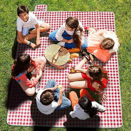 TONDAZHIYO Picnic Blankets Waterproof Foldable ，80”x60” Beach Blanket，Camping Sand mat, Large sandproof Lightweight Outdoor Blankets, Park (red & White)