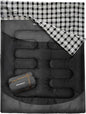 Cotton Flannel Double Sleeping Bag for Adults Machine Washable 2 Person Camping Sleeping Bag Queen Size Waterproof with Compression Sack for Cold Weather 3-4 Seasons