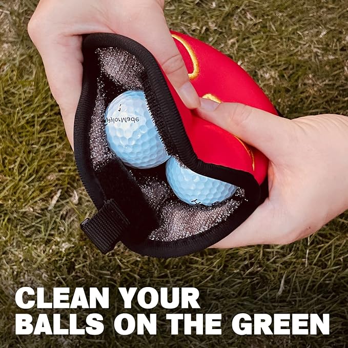 Golf Club Cleaner & Ball Cleaning Bag,Original Three-Layer Fabric Waterproof Technology,Golfer's Ultimate Green Clean Scrub Equipment Accessories,Removable Clips to Support Machine Washing