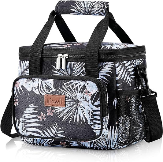 Lifewit Large Lunch Bag Insulated Lunch Box Soft Cooler Cooling Tote for Adult Men Women, Flower 12-Can (9L)