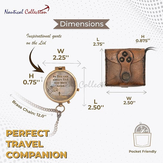 NAUTICAL COLLECTION “So You Can Always Find Your Way Back Home” Quote Engraved Compass | Unique Gifts for Son, Father, Love, Partner, Spouse, Fiancé.-Steampunk Accessory-Beautiful Handmade Gift