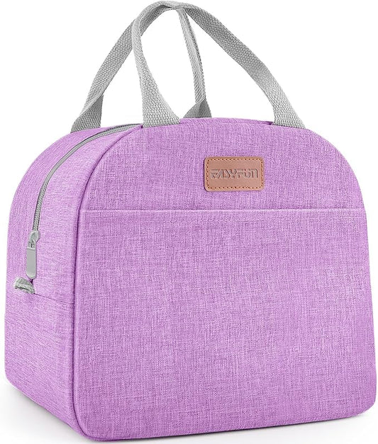 Lunch Bag for Women & Men Adult Insulated Lunch Box, Small Leakproof Cooler Food Lunch Containers Reusable High Capacity Lunch Tote Bags for Work, Travel, Outdoor (Purple)