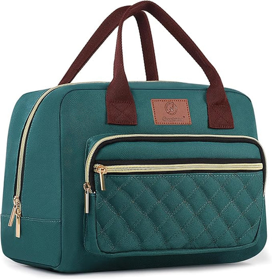 Lunch Bag for Women,Insulated Adult LunchBox for Women,Reusable Cute Lunch Bags for Work,High Capacity Cooler BagTote for Work Girls Office Picnic School-Lake Green