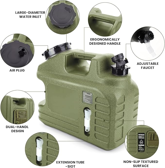 3.5 Gallon Camping Water Container with Spigot/Tool Bag, Camping Water Container BPA Free Water Storage with Spigot No Leakage Portable Emergency Water Tank,Multifunction Water Storage