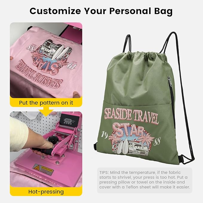 Vorspack Drawstring Backpack Water Resistant String Bag Sports Sackpack Gym Sack with Side Pocket for Men Women