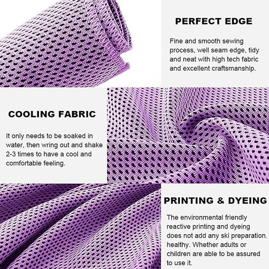 10 Pack Cooling Towels Bulk Microfiber Ice Towel Quick Dry Breathable Chilly Sweat Towel Stay Cool Towel for Neck Face Yoga Gym Workout Running Pilates Beach with Carabin Bag, 40x12'', Purple