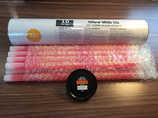 Glow Sticks Bulk Wholesale, 250 12” Orange Industrial Grade Jumbo Light Sticks, Bright Color, Glow 14 Hrs, Safety Glow Stick w/ 3-year Shelf Life, Ideal for Camping & Emergency, GlowWithUs Brand