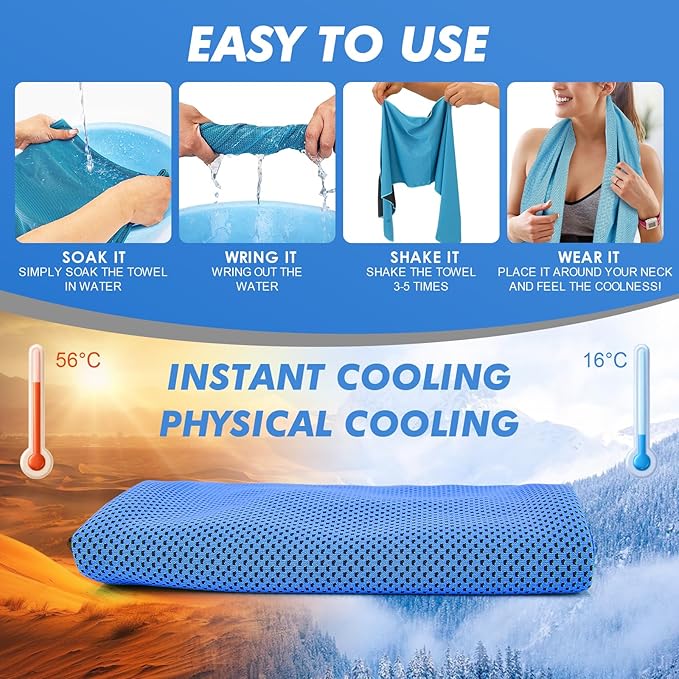 12 Pack Cooling Towels Bulk (47"x12") for Neck and Face, Ice Towel for Hot Weather, Soft Breathable Chilly Gym Towels, Microfiber Towel for Work Out, Yoga, Running, Camping & More Activities
