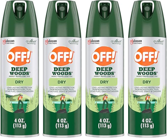 OFF! Deep Woods Insect Repellent Aerosol, Dry, Non-Greasy Formula, Bug Spray with Long Lasting Protection from Mosquitoes, 4 Oz, 4 Count