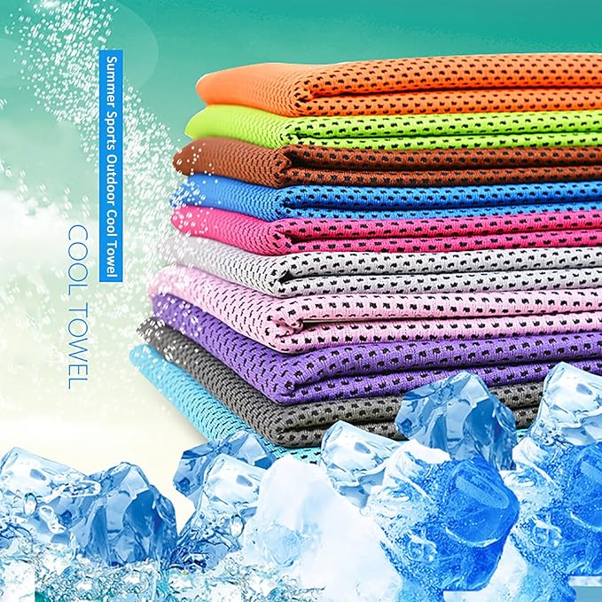 Peicees 20 Pack Microfiber Neck Cooling Towels Sports Sweat Towels Sweat Headband for Travel Beach Swimming Camping Climbing Gym Yoga Workout Backpacking, Orange