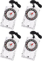 4 Pcs Outdoor Compass with Adjustable Declination,Magnifier,Ruler,Scale. Multifunctional Orienteering Waterproof Compass for Map Reading, Navigation, Hiking
