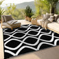 wikiwiki Outdoor Rug, 9x18ft Waterproof Reversible Mat Indoor Outdoor Rugs Carpet, Small Area Rug Plastic Straw Rug for Patio Deck Balcony Pool RV Camping Beach Picnic, Black & White, Rugscape Series