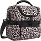 MIER Adult Lunch Box Insulated Lunch Bag Large Cooler Tote Bag for Women, Double Deck Cooler, Leopard (Large)