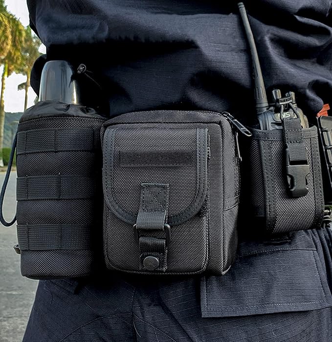 Universal Radio Holder Tactical Radio Pouch for Duty Belt Two Ways Radio Case Carrier Heavy Duty Walkie Talkies Nylon Holster Carry Bag for Police LE Security Safety Firefighter Rescue Outdoor