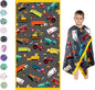 Microfiber Beach Towel for Kids - Thin and Large (30"x60") - Trucks - Absorbent, quick dry, sand free, lightweight, blanket- toddler, girls, boys - For Sports, Pool, Picnic, Camping, Travel, Swim
