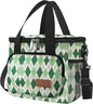 Femuar Lunch Bags for Women/Men, Insulated Lunch Bag for Work Office - Lunch Cooler Bag Leakproof Lunch Box with Adjustable Shoulder Strap - Green plaid