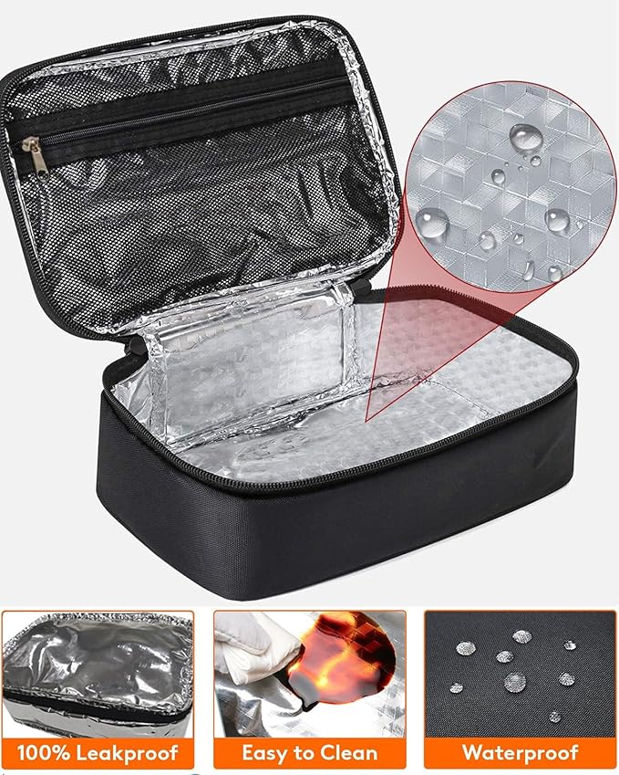 M-YOUNG Portable Thermal Insulated Cooler Bag Mini Lunch Box Small Insulated Lunch Bag for Men Women Adult Freezable Snack Bag for Work (Black)