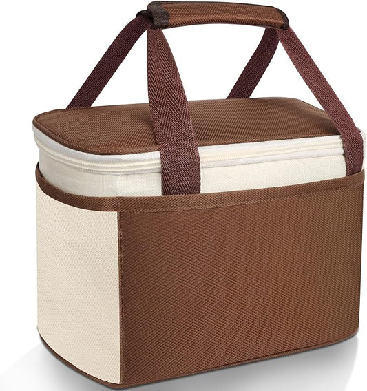 Reusable Lunch Box Lunch Bag for Women Men Insulated Lunch Bag Women Lunch Cooler Tote Bags for Office Work Picnic Outdoor Travel, Brown