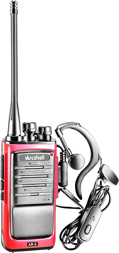 Rechargeable Long Range Two-way Radios with Earpiece 4 Pack Arcshell AR-6 Walkie Talkies Li-ion Battery and Charger included