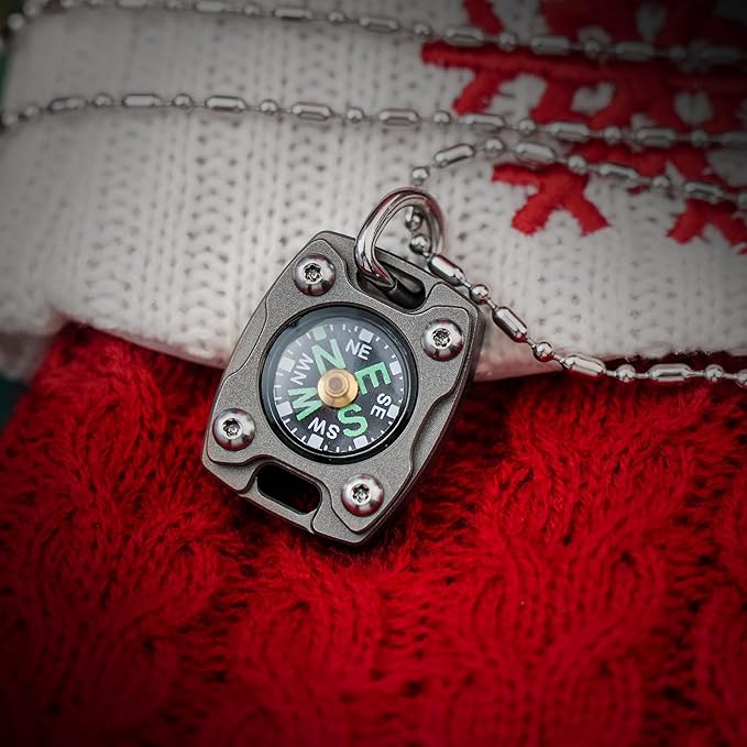 MecArmy CMP/CMP2 Mini Compass- Meaningful Graduation Birthday Gifts for Men Women, EDC Titanium/Brass/Copper Pocket Compass for Hiking SurvivaI, IPX5 Waterproof, Glow in The Dark, Necklace Pendant