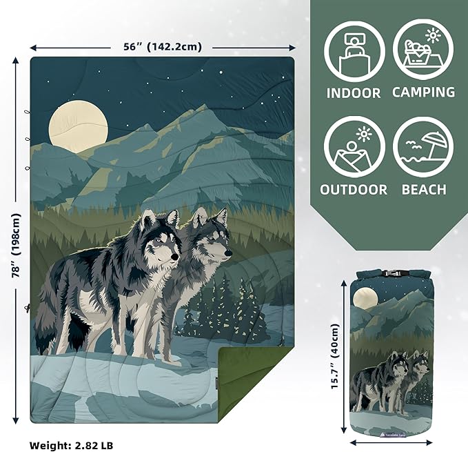 Outdoor Puffy Camping Blanket, Lightweight Windproof Warm Stadium Blanket, Packable Travel Camping Quilt for Cold Weather，Hiking, Backpacking,Sleeping, Hammock, Adventure 78"x 56"