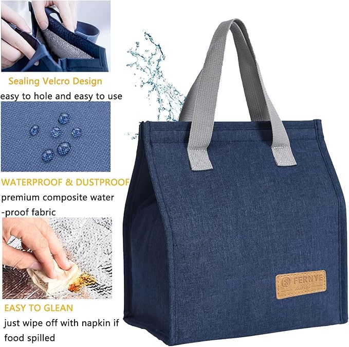 Lunch Bag for Women/Men,Waterproof Reusable Portable Lunch Tote,Lunch Box Bag.Thermal Cooler Bag Ideal for Work/Party/l/Travel/Picnic (Light Blue)