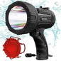 BUYSIGHT Rechargeable Spotlight Flashlight, Hand held Spotlight 200,000 lumens Waterproof Flashlight Hunting Lamp with red Filter(Black)