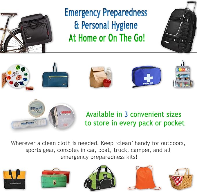Compressed MEGA Cloths, 22x48 Travel Towel Tablets - Pack of 6 - Soft, Lint-Free, Just Add Water - Camping - Cleaning - Emergency Preparedness Kits - 100% All Natural Cellulose Utility Cloths