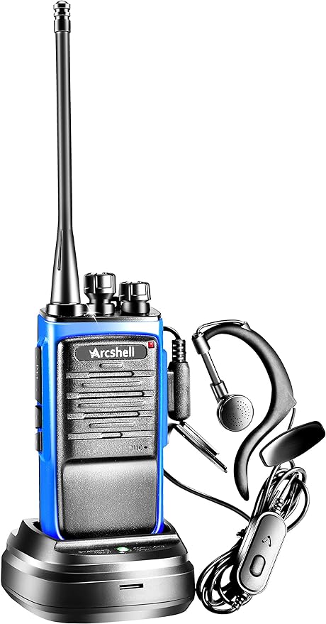 Rechargeable Long Range Two-way Radios with Earpiece 4 Pack Arcshell AR-6 Walkie Talkies Li-ion Battery and Charger included