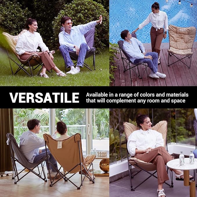 KingCamp Butterfly Chair, Oversized Thick Padded Comfy Camping Chairs Portable Folding Chair 400lbs Heavy Duty Seat with High Backrest & Carry Bag for Outdoor Indoor Patio Lawn Home Living Bed Room