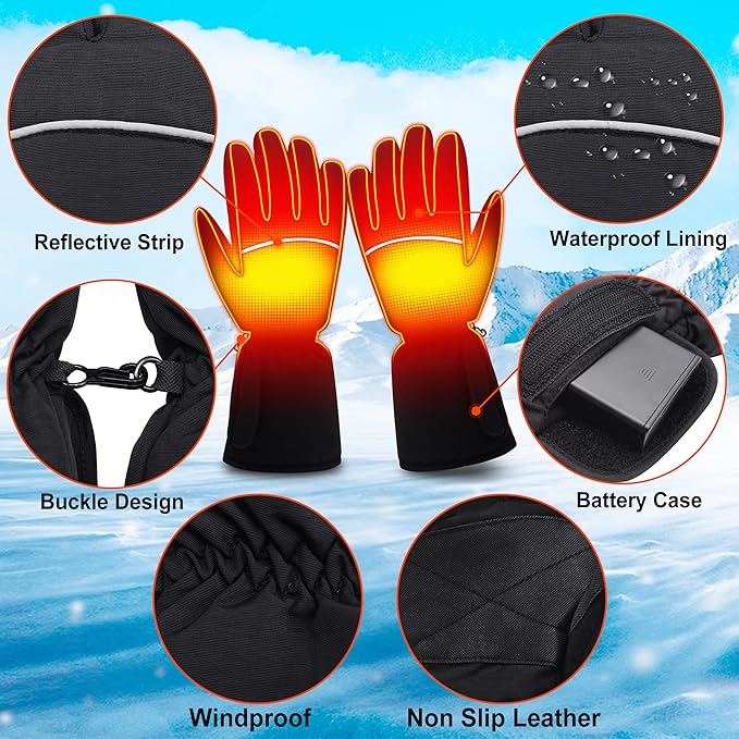 Magnolia Heated Gloves for Men Women, Electric Battery Heating Gloves for Hunting Camping Motorcycle Driving Skiing Working Gardening