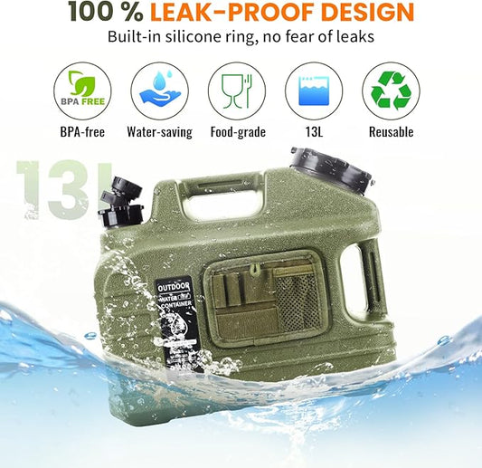 3.5 Gallon Camping Water Container with Spigot/Tool Bag, Camping Water Container BPA Free Water Storage with Spigot No Leakage Portable Emergency Water Tank,Multifunction Water Storage