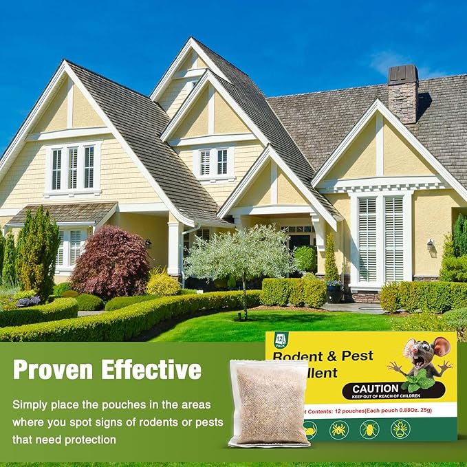 48 Pack Natural Rodent Mouse Repellent Bag, Rat Mice Deterrent, Effective Peppermint Oil Pest Control, Non-Toxic and Harmless, Safe for Indoor Outdoor Use Repellent for Moths, Insect, Mosquitoes