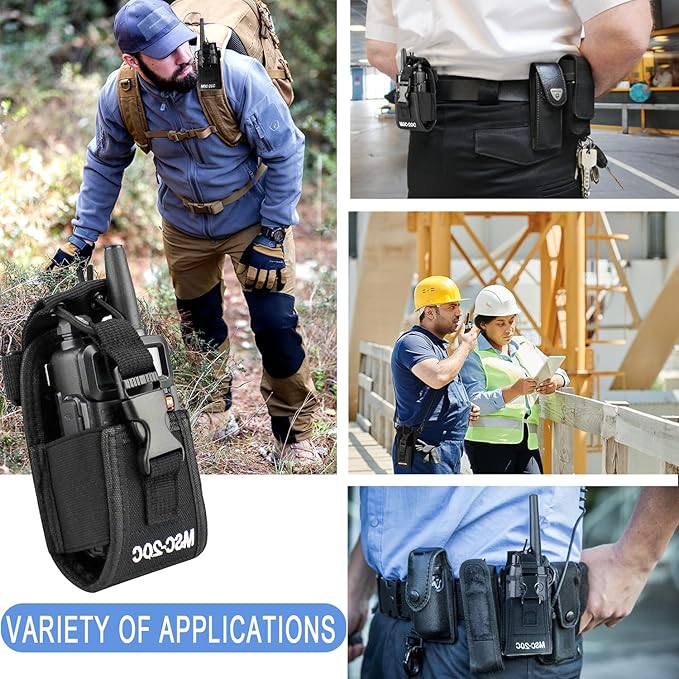 Radio Holster, 2 Pack Radio Pouch for Vest, Radio Holder for Duty Belt, Multi Tactical Radio Pouch for Two Way Walkie Talkies Outdoor Sports Adjustable Storage