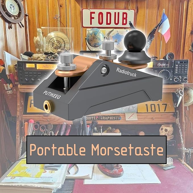 CW Morse Code Key - Pocket Morse Code Telegraph Key Aluminum Alloy Base Grey for Amateur Radio Ham Operators, Adjustable Tension - 09 Grey