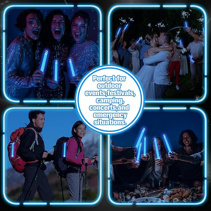 Sotiff 96 Pcs 6 Inch Large Bright Glow Sticks Light Sticks Halloween Favors Emergency Chem Sticks Cheer Stick for Party Activities Birthday Wedding Concerts Halloween Decor